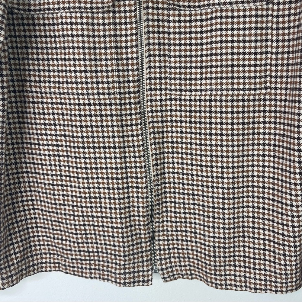 H&M cream brown tan plaid flannel oversized corduroy zip light jacket medium - Picture 3 of 7